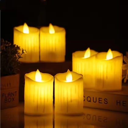GLOWSERIE Decorative Flameless Candle Set for Bedroom, Table & Festival Décor