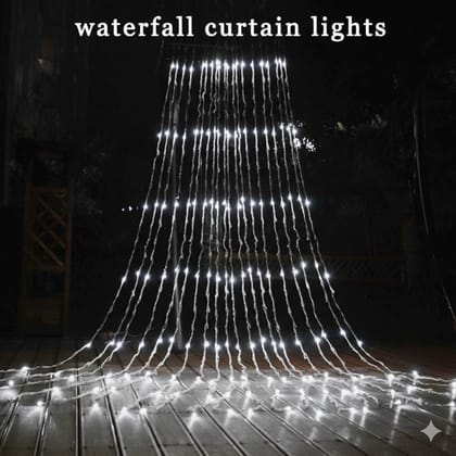 GLOWSERIE Cool White LED Curtain Lights, Waterproof Twinkle Backdrop Lights for Home, Patio, Party, Christmas and Outdoor Garden Decor
