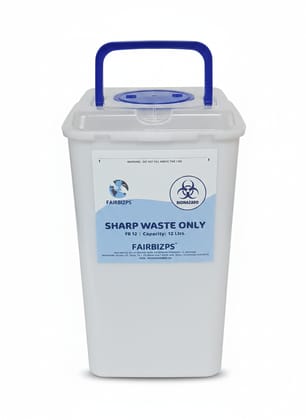 FAIRBIZPS 12 LTR Bio-Medical Sharps Container | Puncture Proof Plastic Bin for Needles, Glass Waste & Metallic Implants FAIRBIZPS 12 LTR Bio-Medical Sharps Container | Puncture Proof Plastic Bin for Needles, Glass Waste & Metallic Implants