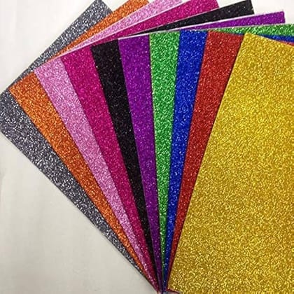 Pack of 10 A4 Glitter Sheets – Non-Adhesive, Multicolor Craft Paper for DIY, Art & Craft Projects – Sparkle Colour Sheets (A4 Size)