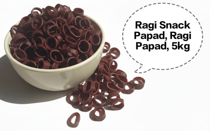 Ragi Snack Papad, Ragi Papad, Finger Millet Papad, Ragi Fryums, Millet Rings Papad 5kg 