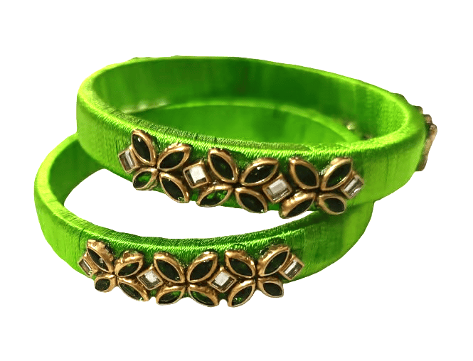 Silk Thread Bangles with Floral Design - Bangles & Bracelets | Buy online on ZillyBuy