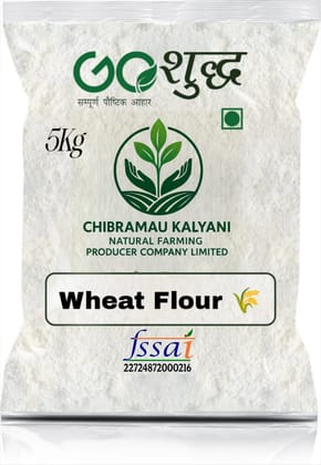 GO SHUDH Wheat Flour 5kg - Natural Farming Whole Wheat Atta for Healthy Cooking