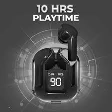  Earbuds BT Wireless 5.3, Transparent Charging Case, with 4-5 H Playtime, Noise Cancellation, Ambient Sound, LED Display, BT in-Ear, Water Resistant Type C Port, Ultimate Audio, (Black)