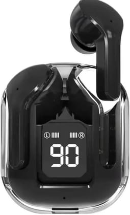 Transparent Charging Case Bluetooth Earbuds - Multi-Color, High-Fidelity Sound, Comfort Fit, Long Battery Life - Perfect for On-The-Go Audio! (Black)