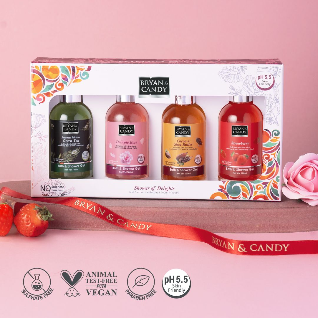 Bryan & Candy Shower Gel for Her | The Perfect Raksha Bandhan Gift For Sister | Gift Set (Pack of 4) for Clean Moisturized Skin