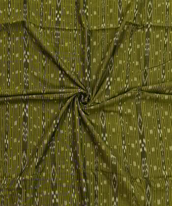 2.5m Olive Sambalpuri Handwoven Single Ikat Shirting Materials SFCSHI2271