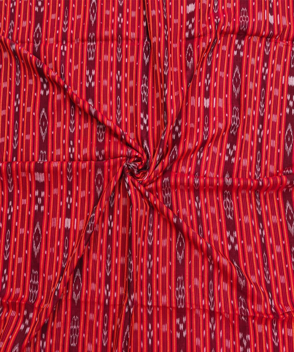 2.5m Red Sambalpuri Handwoven Single Ikat Shirting Materials SFCSHI2273
