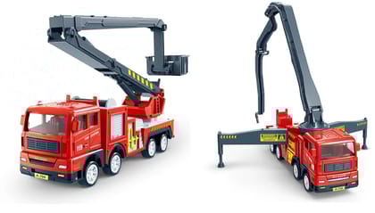 KTRS Enterprise Fire Truck Toy Plastic Car Toys for Boy Mini Friction Power Fire Truck Model Simulation Kids Children Plastic Model Boys Gift for Kids 2 pic Set