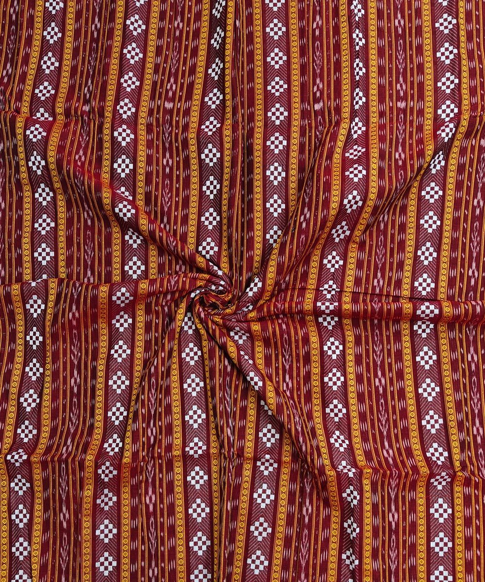 2.5m Red Sambalpuri Handwoven Single Ikat Shirting Materials SFCSHI2288
