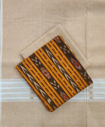 Yellow Sambalpuri Handwoven Single Ikat Suit SFCSUT1948