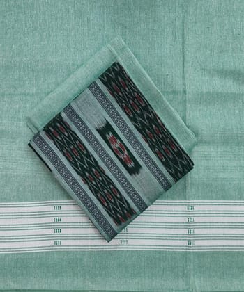 Green Sambalpuri Handwoven Single Ikat Suit SFCSUT1949