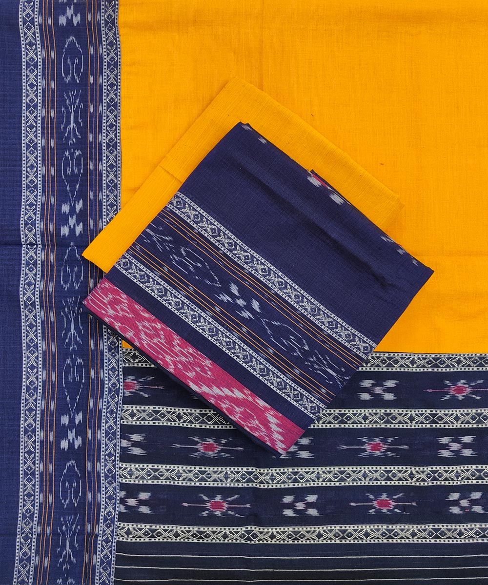 Blue Yellow Sambalpuri Handwoven Single Ikat Suit SFCSUT1965