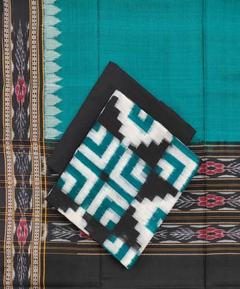 Green Sambalpuri Handwoven Double Ikat Suit SFCSUT1972