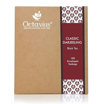 Octavius | Classic Darjeeling Black Tea -100 Tea Bags | 100% Pure & Authentic Darjeeling Tea | Premium Black Tea | Darjeeling Tea Bags | Fresh from The Gardens of Darjeeling | 100 Teabags -(2gm Each)