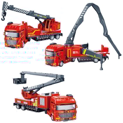 KTRS Enterprise Fire Rescue Engine Truck Toy - 360 Degree Rotating, Friction Powered, with Moving Parts Fire Engine Toy Truck Cheap Plastic Toy Trucks Friction Toy Vehicle Truck 3pic Set