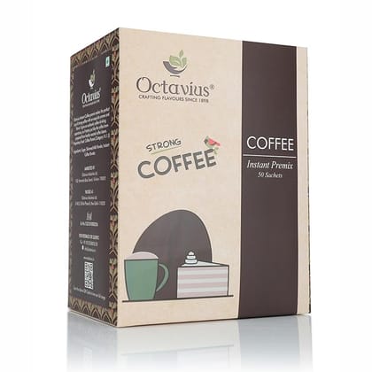 Octavius | Instant Coffee Premix - 50 Sachets | Economy Pack 3 In 1 Coffee Sachets | Hot & Cold Coffee | Instant Cappuccino Coffee | Premix Readymade Mix Pouch | (15 Gm X 50 Single Serve Sachets)