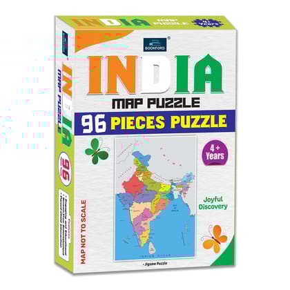 India Map Jigsaw Puzzle Game – Fun & Learning Educational 96 Pieces Puzzle for Kids, Geography Learning Toy, Colorful Map Board Game
