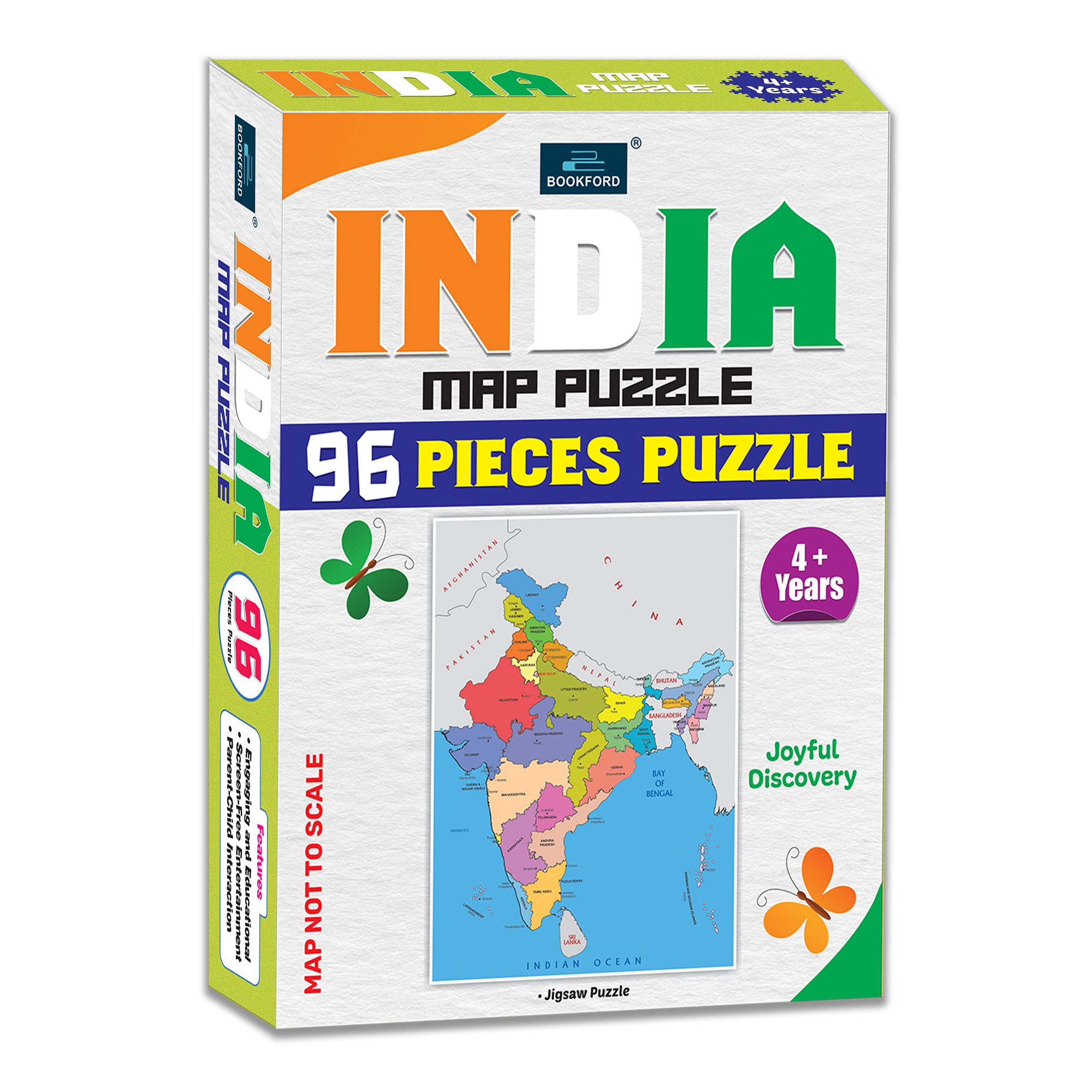 India Map Jigsaw Puzzle Game – Fun & Learning Educational 96 Pieces Puzzle for Kids, Geography Learning Toy, Colorful Map Board Game