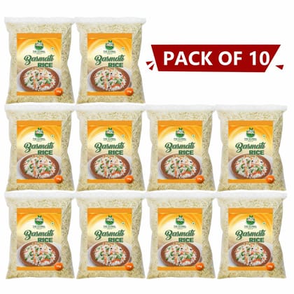 Basmati Rice 1 kg Pack of 10 by The Ujjwal Farmer Producer – Farm-Fresh, Long-Grain Rice for Perfect Everyday Meals. 