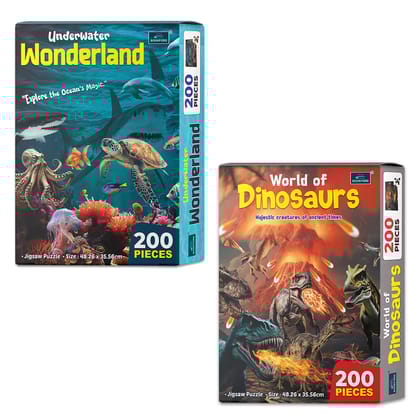 Underwater Wonderland & World of Dinosaurs – Dive deep and travel back in time with this exciting puzzle combo packed with ocean life and prehistoric fun | Set of 2