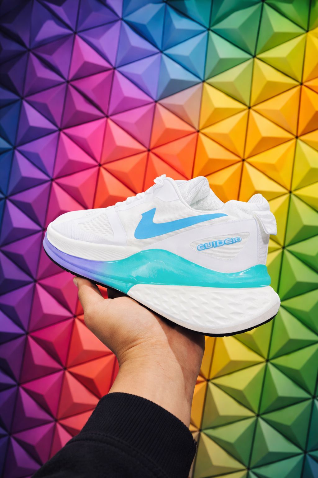 Stylish White & Blue Performance Sneakers with Vibrant Accents