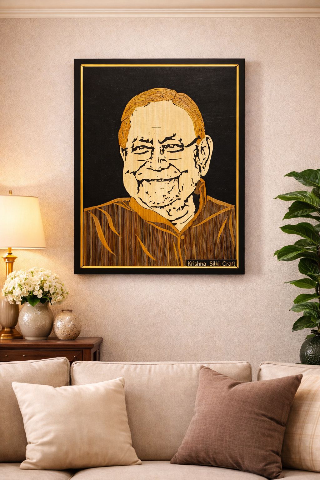 Traditional Indian Bamboo Inlay Portrait