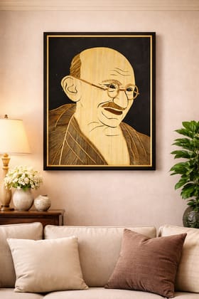 Handcrafted Mahatma Gandhi Sikki Portrait Wall Frame