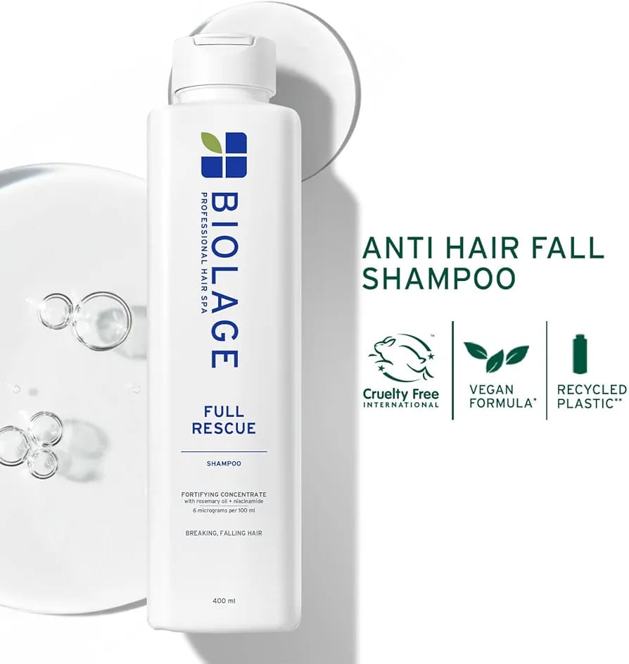 Biolage Full Rescue Anti-Breakage Shampoo, 74% less breakage & Reduces Hairfall, With Rosemary Oil & Niacinamide, Vegan & Cruelty-Free, for all hair types, 200ml
