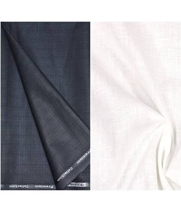 KUNDAN SULZ GWALIOR Multi Linen Unstitched Shirts & Trousers 1 Pant and Shirt Piece For Men