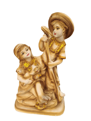 figurine featuring two children figurine featuring two children