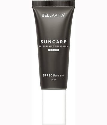 BELLAVITA Suncare Brightening Sunscreen For Men SPF 50 PA+++ Broad White Cast Brightens Skin Instantly Ultra Lightweight Prevents Tanning 30 ml