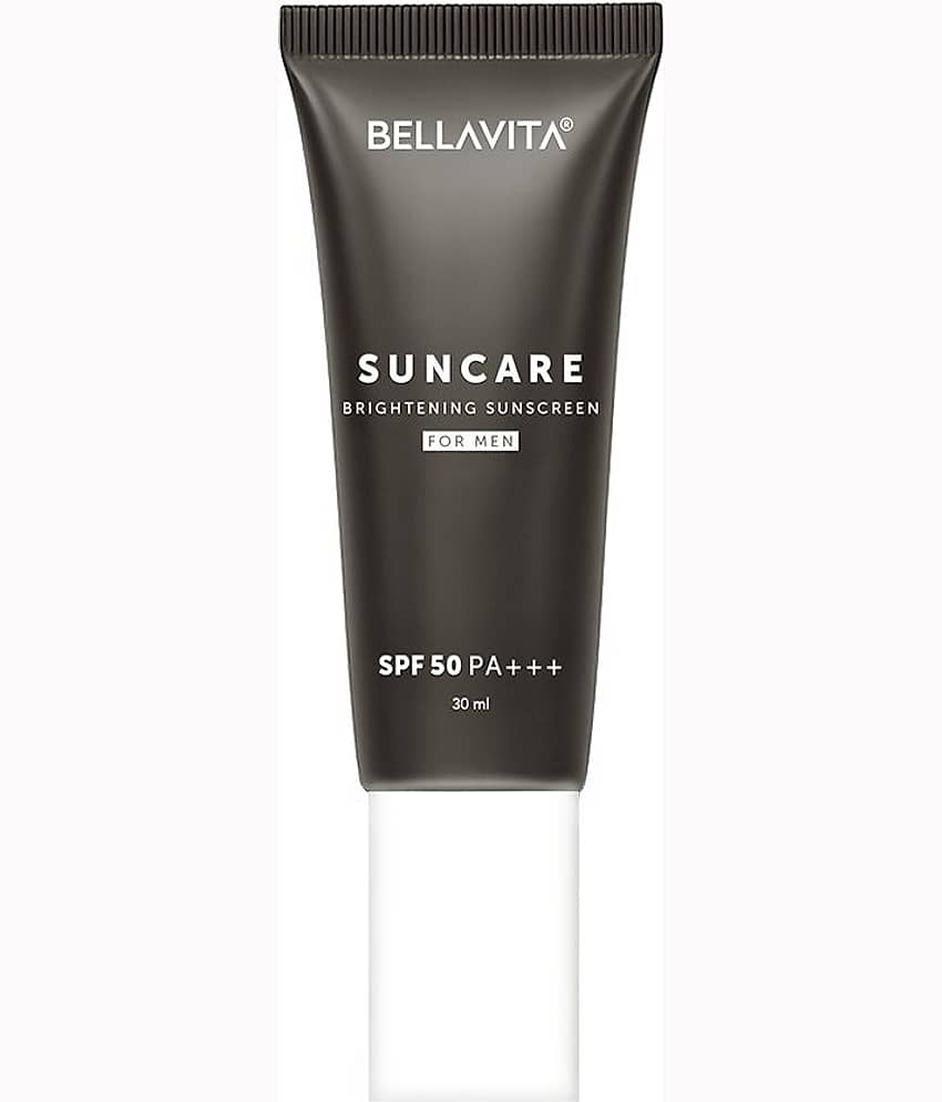 BELLAVITA Suncare Brightening Sunscreen For Men SPF 50 PA+++ Broad White Cast Brightens Skin Instantly Ultra Lightweight Prevents Tanning 30 ml
