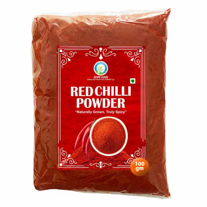 Red Chilli Powder 100 gm by Shri Hari Fed Krishi Producer – Pure, Natural & Made by Farmers