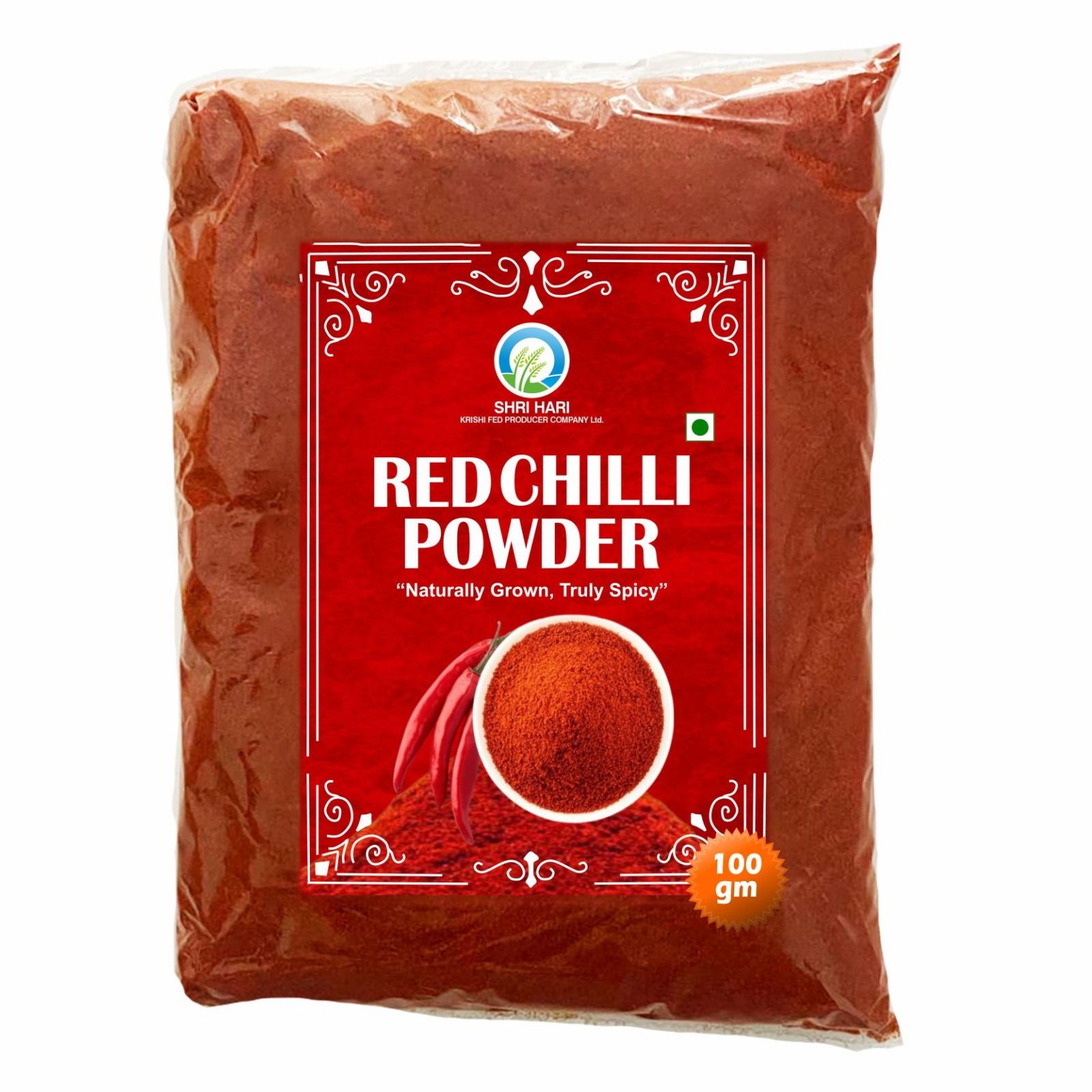 Red Chilli Powder 100 gm by Shri Hari Fed Krishi Producer – Pure, Natural & Made by Farmers
