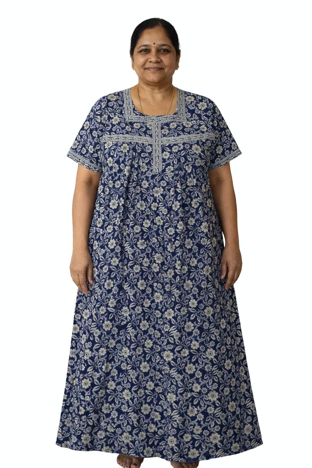 Ankle length cotton nighty for women