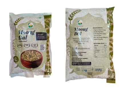 SARVATVA Unpolished Moong Dal - 1kg Pack, Easy to Digest & Nutrient-Rich