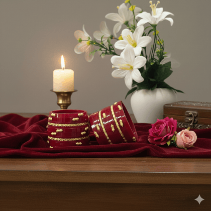 Elegant Maroon & Gold Chuda Bangles for Festive Occasions