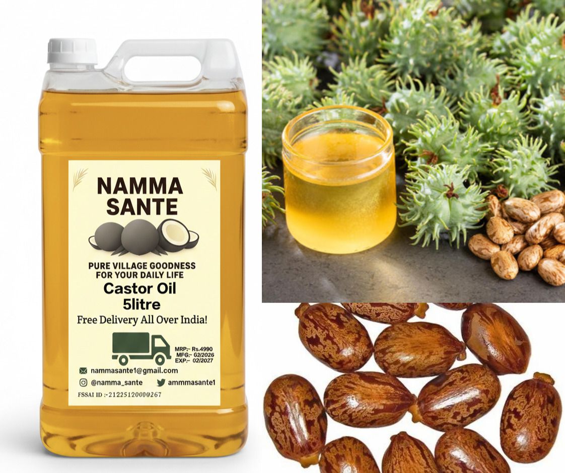 Castor Oil, Erand Oil, Arandi Oil, Castor Seed Oil, Cold Pressed Castor Oil 5litre 