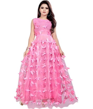 Aika Women Net Applique Ethnic Dress ( Black )