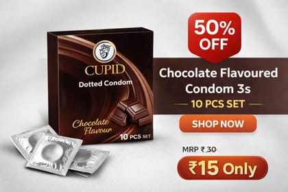 Cupid Chocolate Flavoured Male Condoms (3s) | Pack of 10 | MRP ₹30 Each | 50% OFF | Safe & Secure Protection