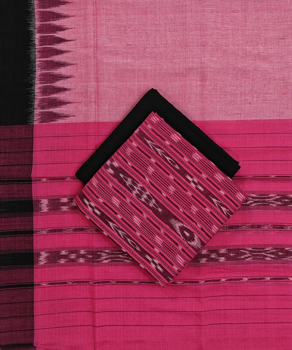 Pink Sambalpuri Handwoven Double Ikat Suit SFCSUT2307a