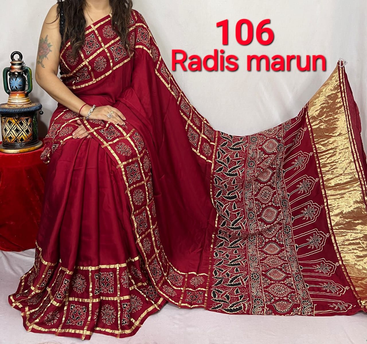 Ajrakh Print Modal Silk Style 62-Ajrakh Print