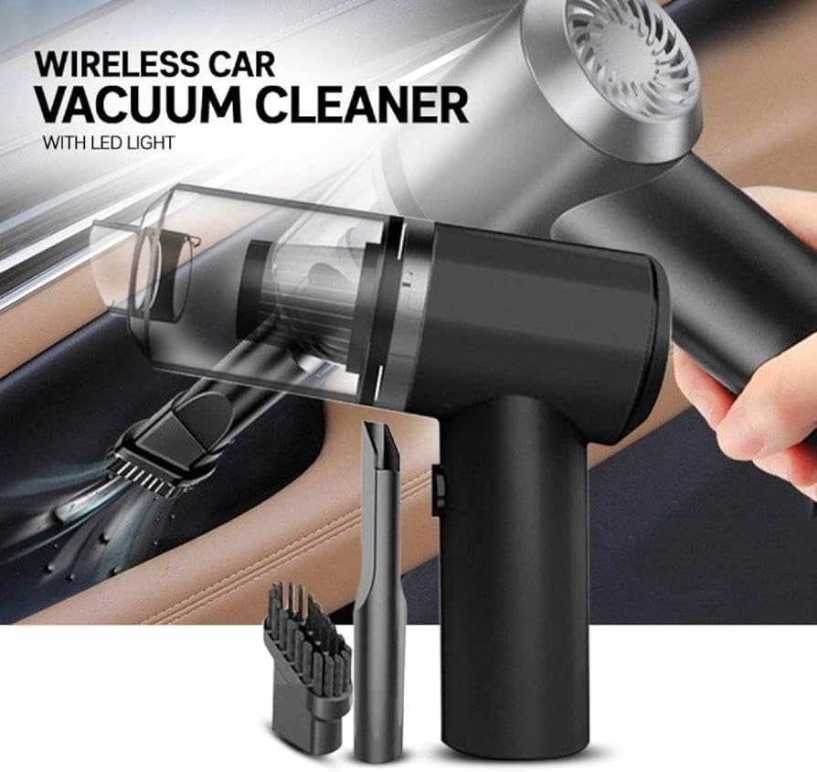 2-in-1 Car Vacuum Cleaner - 120W High-Power Handheld Wireless With Dust Collection/Lighting, Home and Car Dual-Use, Portable USB Rechargeable, Black