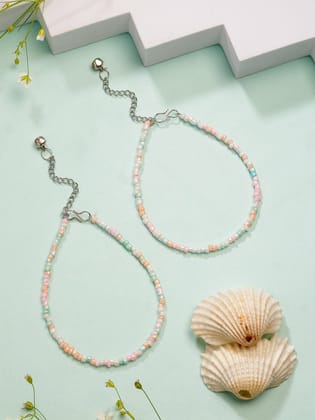 NVR Women's Multi-Coloured Artificial Beads Anklet-Onesize / Multi / Brass