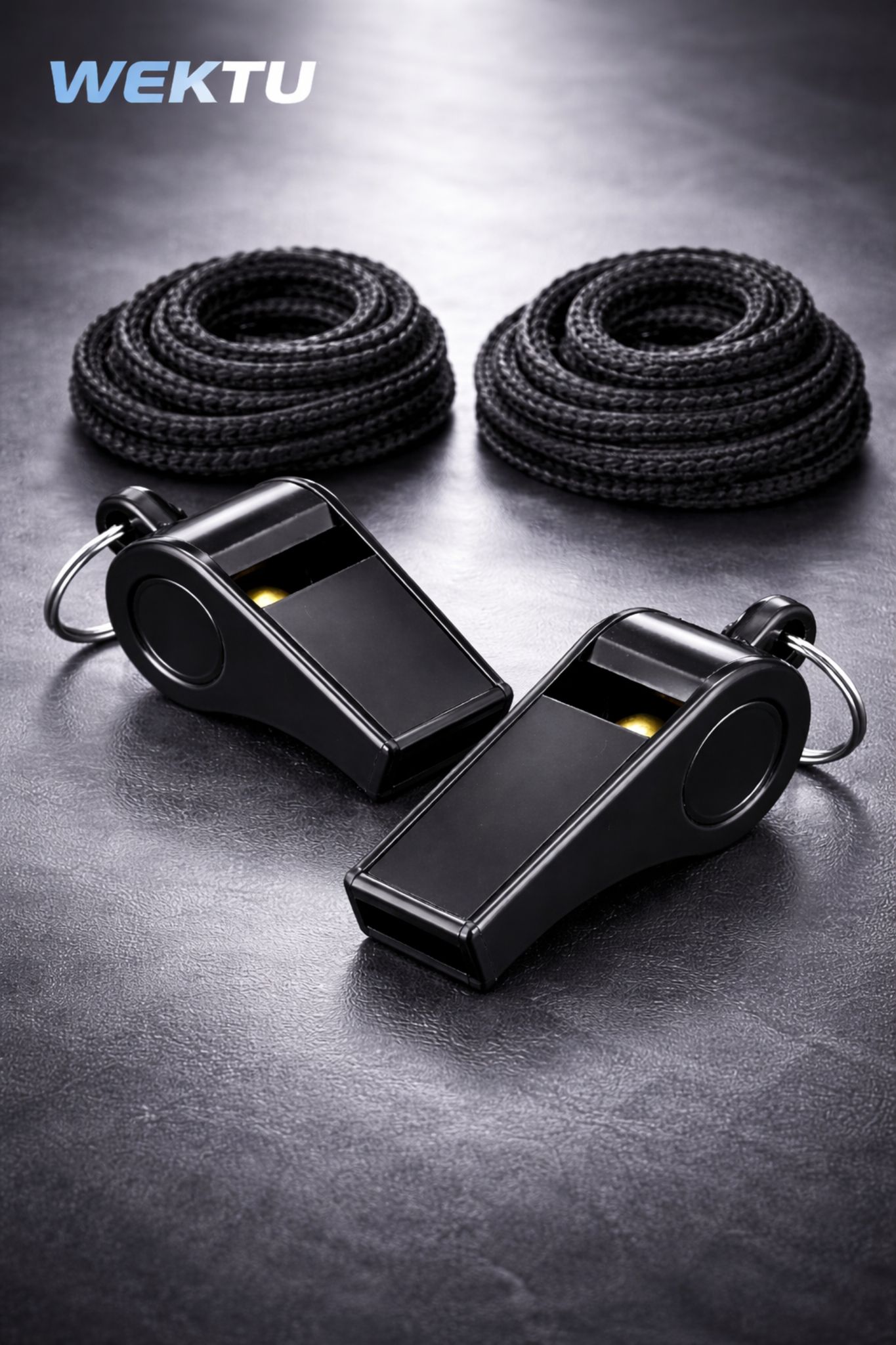 WEKTU Pack of 2 Professional Sports Whistles – Durable, Loud & Lightweight with Neck Lanyard
