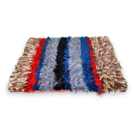Eluru-Premium Multicolor Striped Shaggy Rug | Soft Plush Decorative Floor Mat for Living Room, Bedroom & Entryway