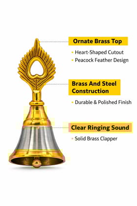 Gold Ghar Brass Pooja Bell Ghanti For Home & Mandir