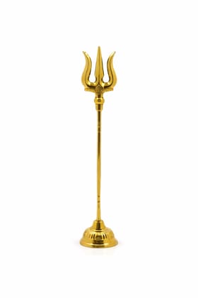 Gold Brass Trishoola Handicraft | Lord Shiva Trident | Spiritual Home Decor Piece Decorative Showpiece For Puja