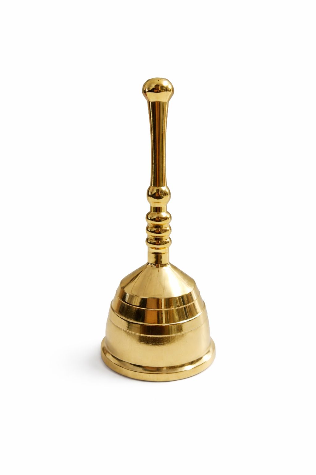 Gold Brass Pooja Bell, Traditional Temple Prayer Ghanti Solid Construction For Pooja